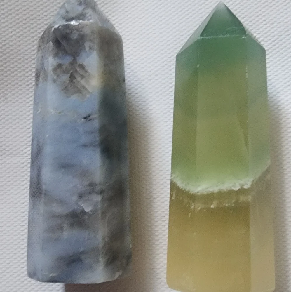 1 Blue Calcite And 1 Fluorite  Tower # 1 Natural And Authentic